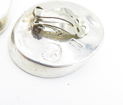 LOS BALLESTEROS MEXICO 925 Silver  Vintage Oval Non Pierce Earrings  EG2602