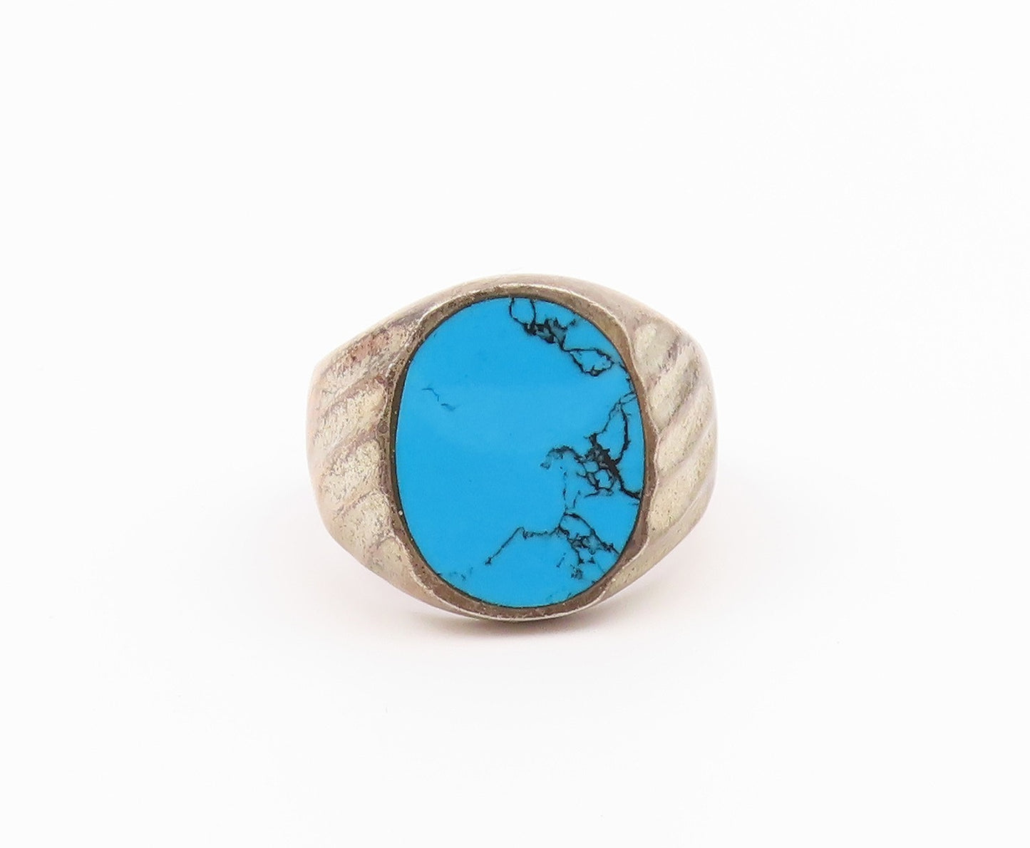 925 Sterling Silver Vintage Ring MEXICO Turquoise Statement Band Sz 9.5 RG36584