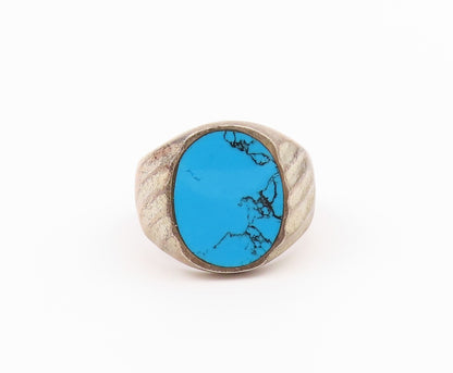 925 Sterling Silver Vintage Ring MEXICO Turquoise Statement Band Sz 9.5 RG36584