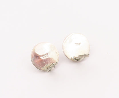 925 Sterling Silver Vintage Earrings BARRA Large Pearl Halo Carved Ring  EG12942