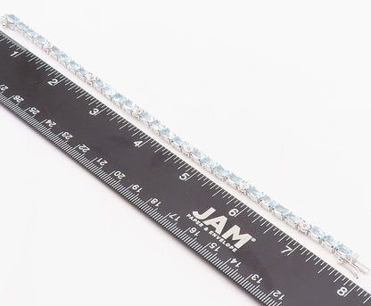 925 Sterling Silver Vintage Bracelet Minimalist Oval Cut Blue Topaz  BT10860