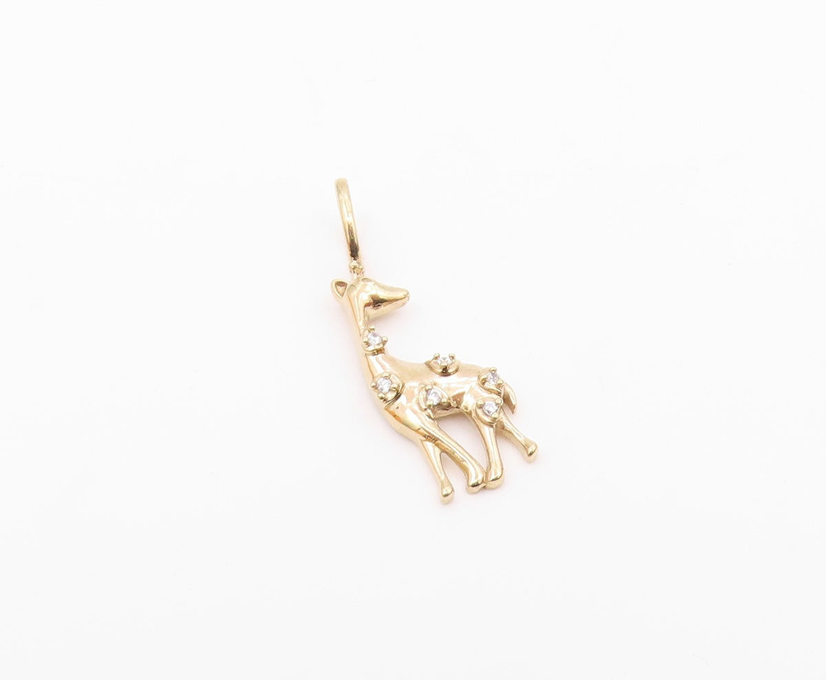 925 Sterling Silver   Petite Topaz Shiny Gold Plated Giraffe Pendant  PT12802