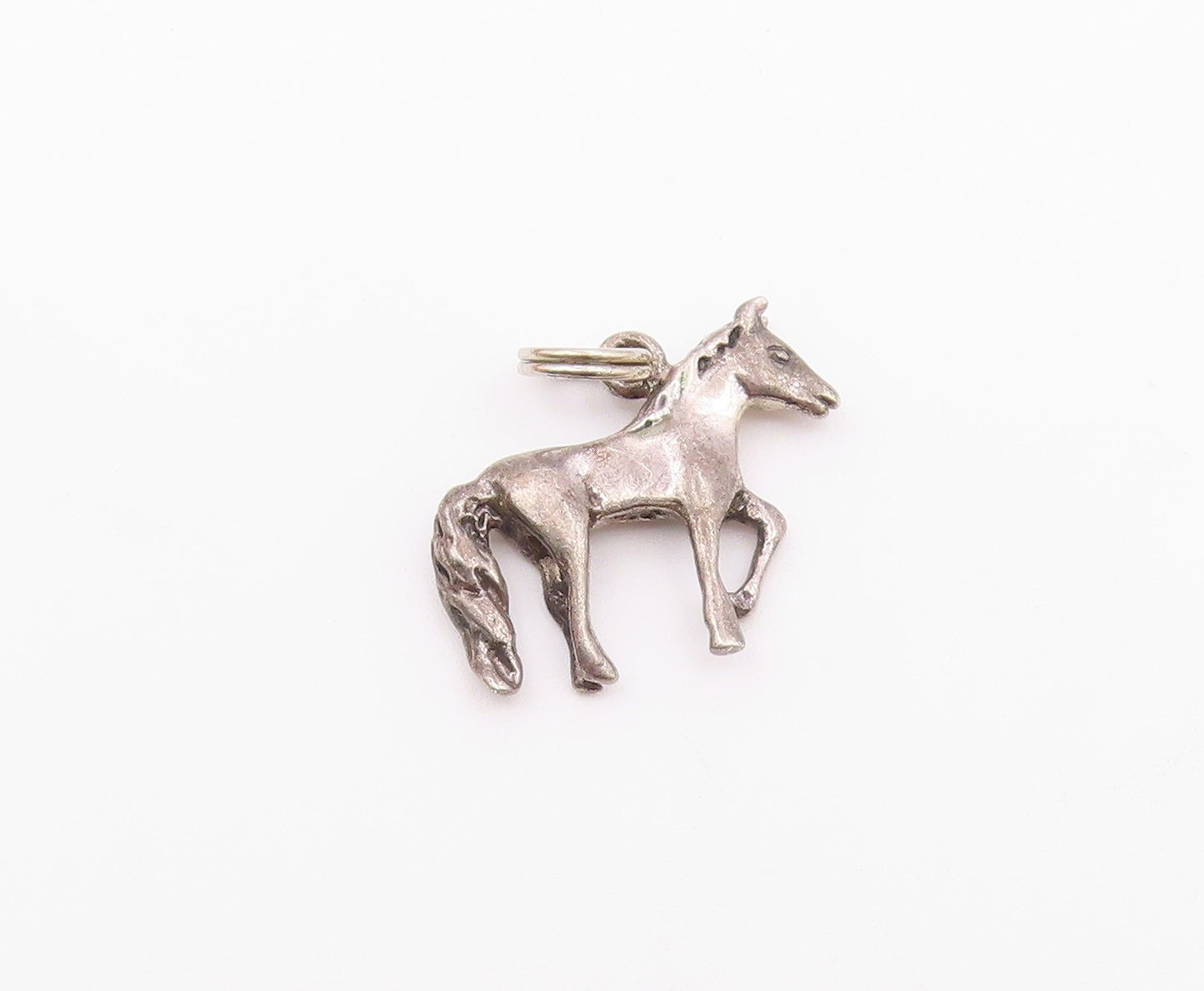 925 Sterling Silver  Vintage Sculpted Horse With Leg Up Charm Pendant  PT21054