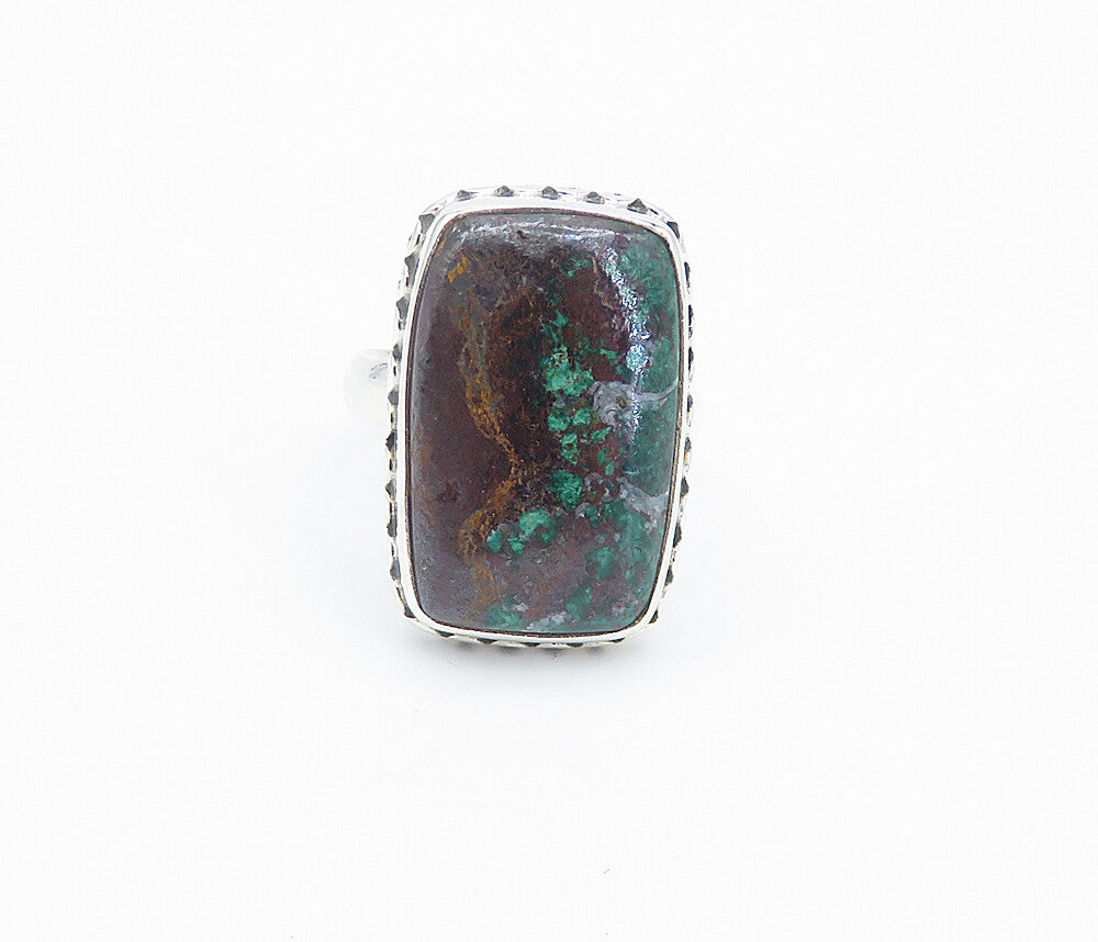 925 Sterling Silver  Cabochon Cut Jasper Square Cocktail Ring Sz 6  RG8525