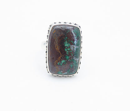 925 Sterling Silver  Cabochon Cut Jasper Square Cocktail Ring Sz 6  RG8525