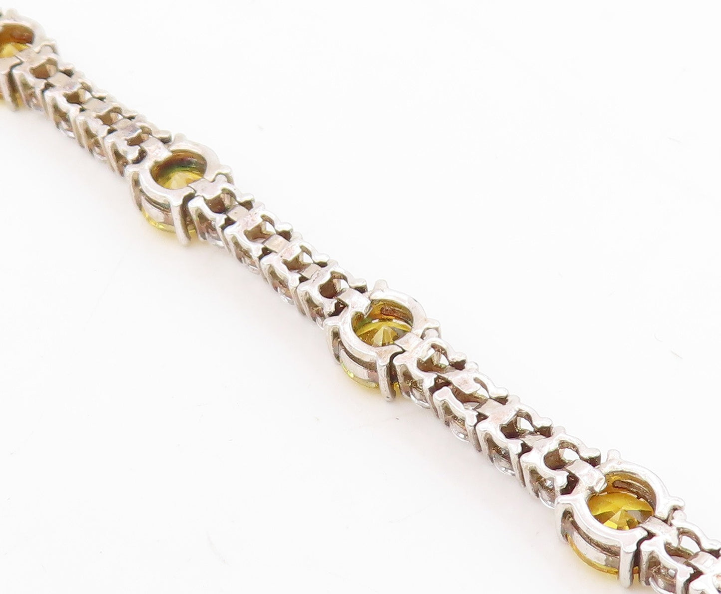 925 Sterling Silver Vintage Bracelet Round CZ Geometric Tennis Chain  BT11609