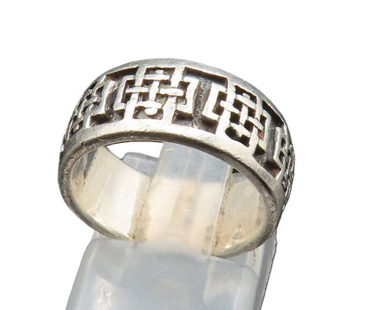 PETER STONE 925 Silver  Vintage Religious Cross Eternity Ring Sz 5  RG24878