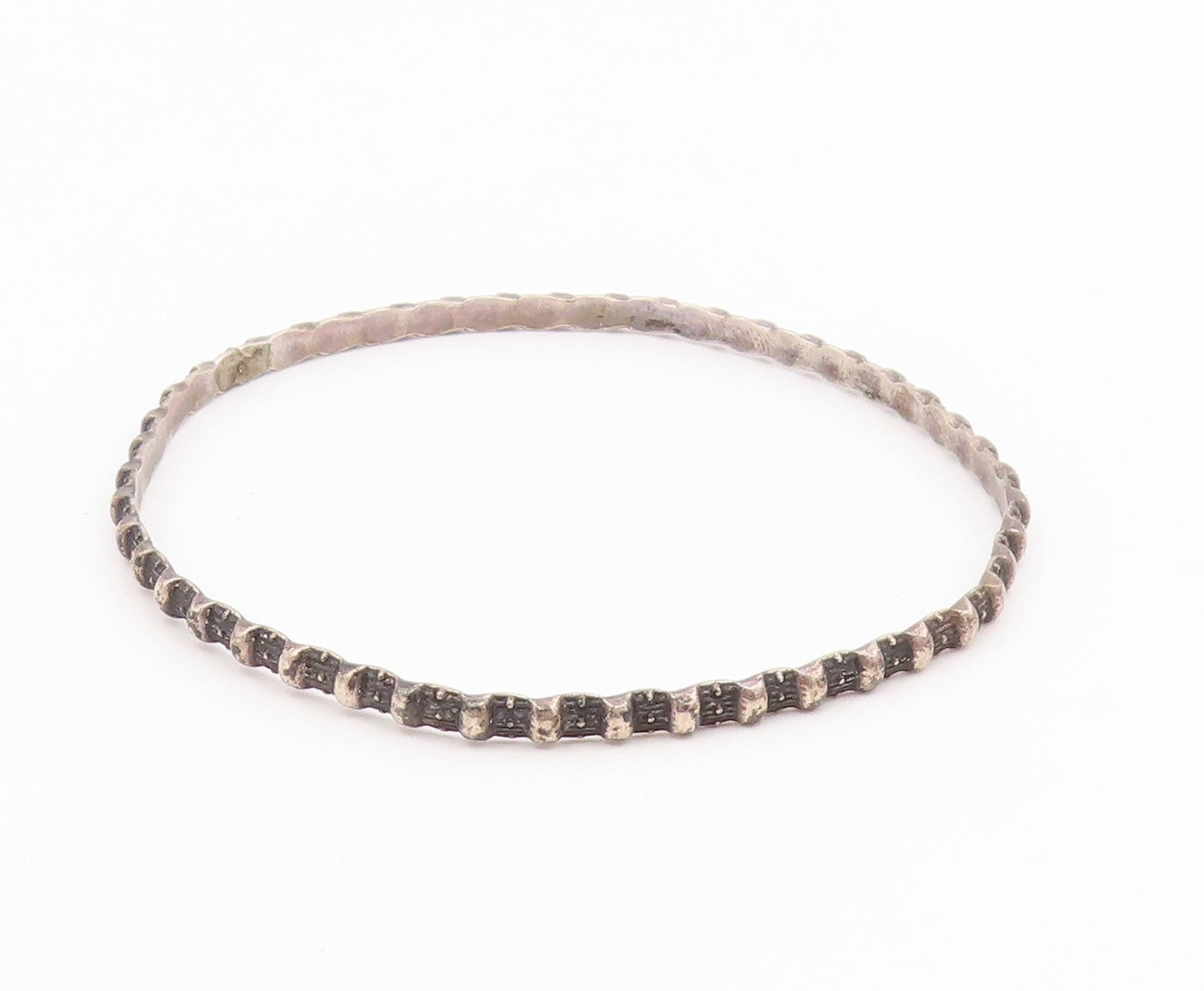 925 Sterling Silver  Vintage Antique Oxidized 2 Tone Bangle Bracelet  BT8668