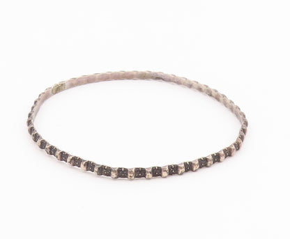 925 Sterling Silver  Vintage Antique Oxidized 2 Tone Bangle Bracelet  BT8668