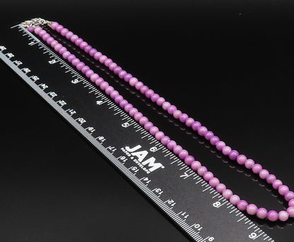 925 Sterling Silver  Vintage Genuine Charoite Beads Necklace  NE3874