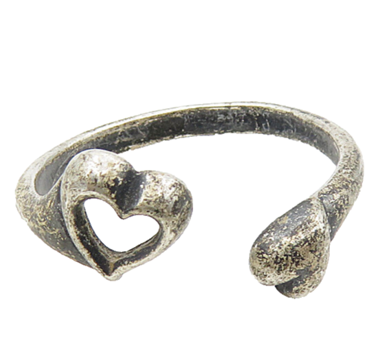 925 Sterling Silver  Vintage Dark Tone Love Heart Wrap Band Ring Sz 9  RG9046