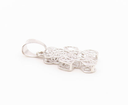 925 Sterling Silver  Etching Detail Wired Teddy Bear Drop Pendant  PT1394