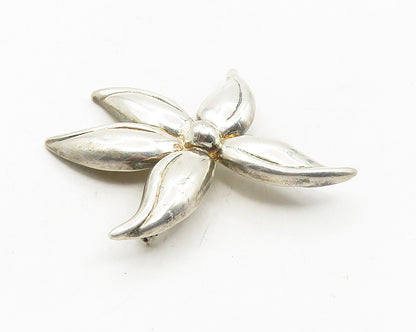 925 Sterling Silver  Vintage Shiny Single Flower Motif Brooch Pin  BP3687