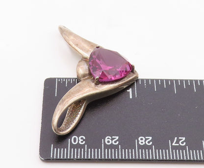 DAVID SIGAL 925 Silver  Vintage Unique Purple Garnet Wings Pendant  PT21521