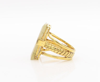 925 Sterling Silver Vintage Ring Gold Plated Split Shank Gemstone Sz 8  RG29052