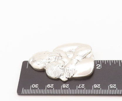 925 Sterling Silver Vintage Brooch Pin MFA Carved Hugging Son & Father  BP10568