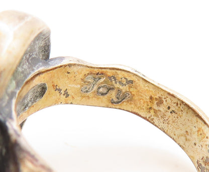 925 Sterling Silver Vintage Ring Dark Tone Antique Design Etched  Sz 11  RG31197