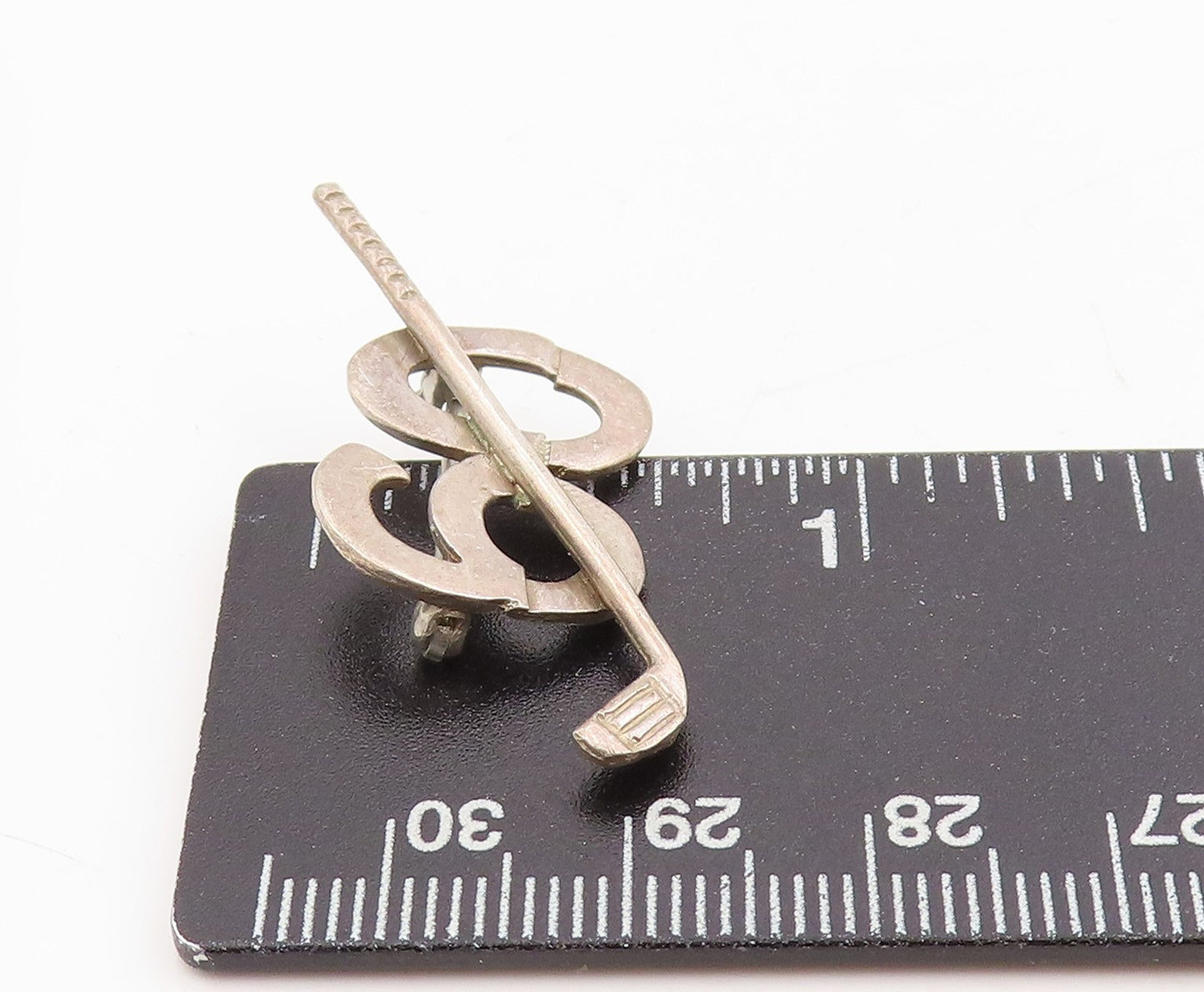 925 Sterling Silver Vintage Brooch Etched 60 Year Golfer Sport Charm  BP12034