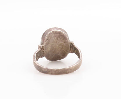 925 Sterling Silver Vintage Ring Pressed Flower Solitaire Band  Sz 6.5  RG33440
