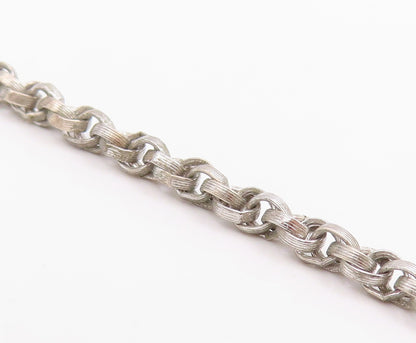 925 Sterling Silver Vintage Necklace Interlocking Round Link Cable Chain NE4742
