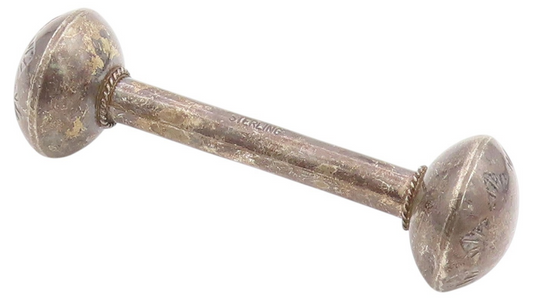 925 Sterling Silver Vintage Decorative Piece KS NAVAJO Etched Baby Rattle TR4072