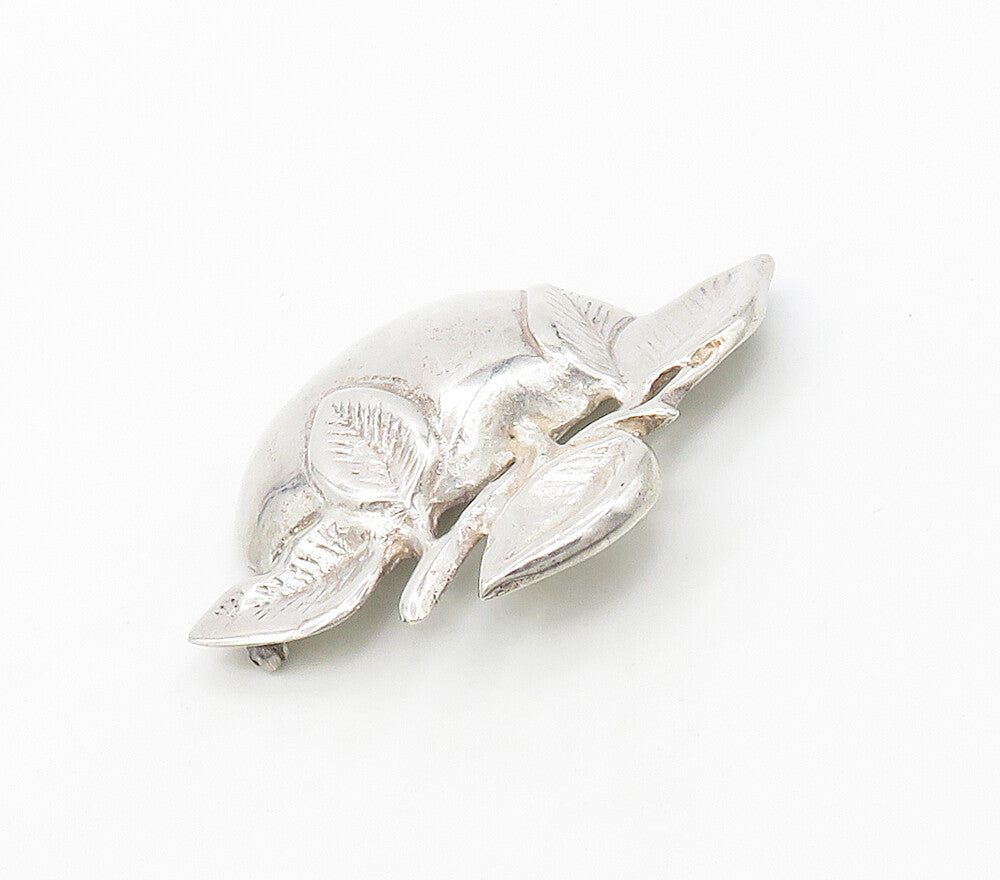 PARENTI 925 Sterling Silver  Vintage Shiny Apple Fruit Motif Brooch Pin BP6423