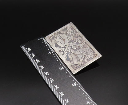 GUATEMALA 925 Silver  Vintage Carved Warriors Quetzal Brooch Pin  BP9881