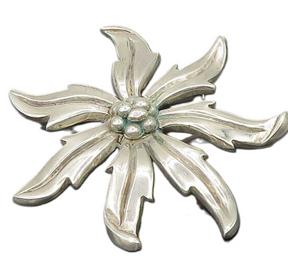 MIGUEL MELENDEZ MEXICO 925 Silver  Vintage Shiny Flower Brooch Pin  BP7409