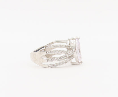925 Sterling Silver Vintage Ring Marquis Cut Multi Split Band CZ Sz 7.5  RG27915