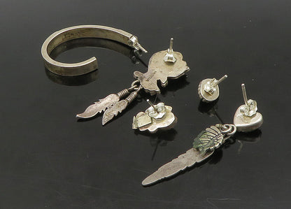 ZUNI NAVAJO 925 Sterling Silver Vintage Multi Stone Lot Single Earrings EG11262