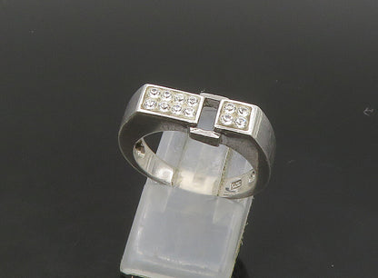 925 Sterling Silver  Vintage Rhinestones Square Band Ring Sz 7.5  RG23623