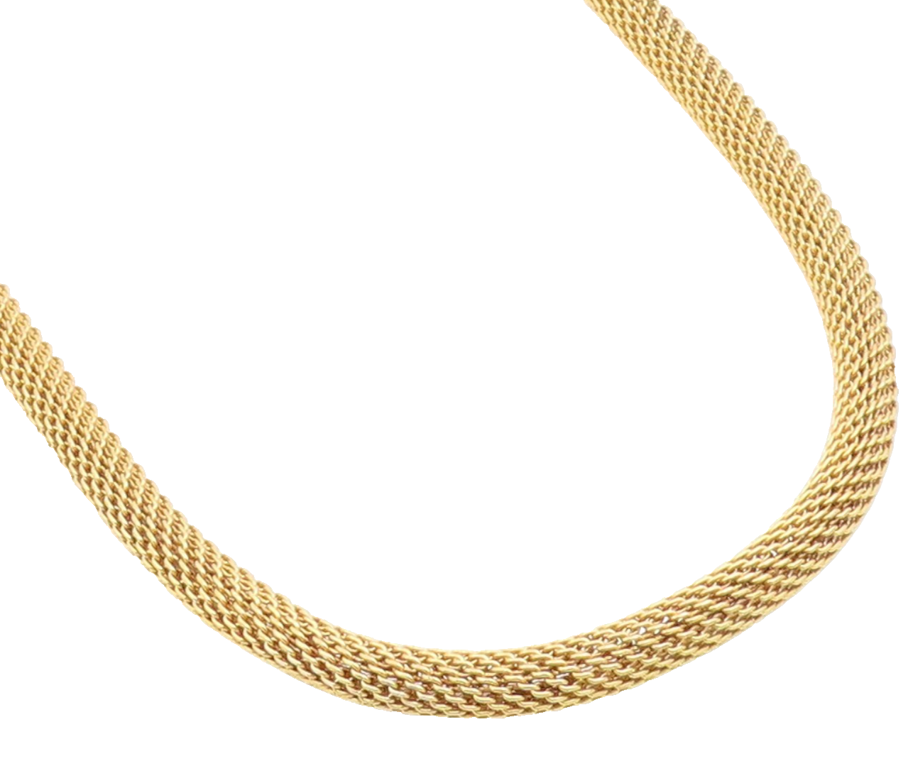 925 Sterling Silver Vintage Necklace Gold Plated Intricate Woven Mesh  NE4817