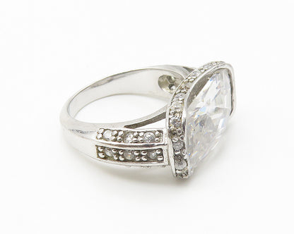 925 Sterling Silver  Sparkling Cubic Zirconia Square Band Ring Sz 5  RG10286