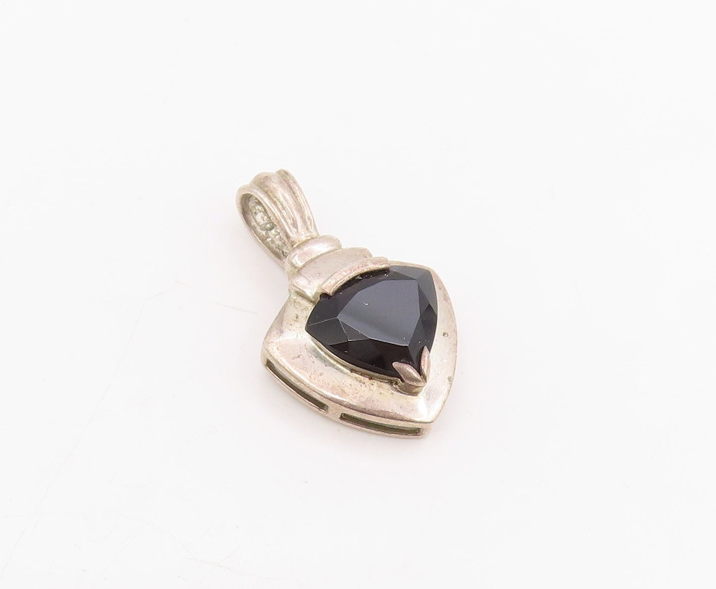 925 Sterling Silver Vintage Pendant Black Onyx Elegant Geometric Charm  PT25742