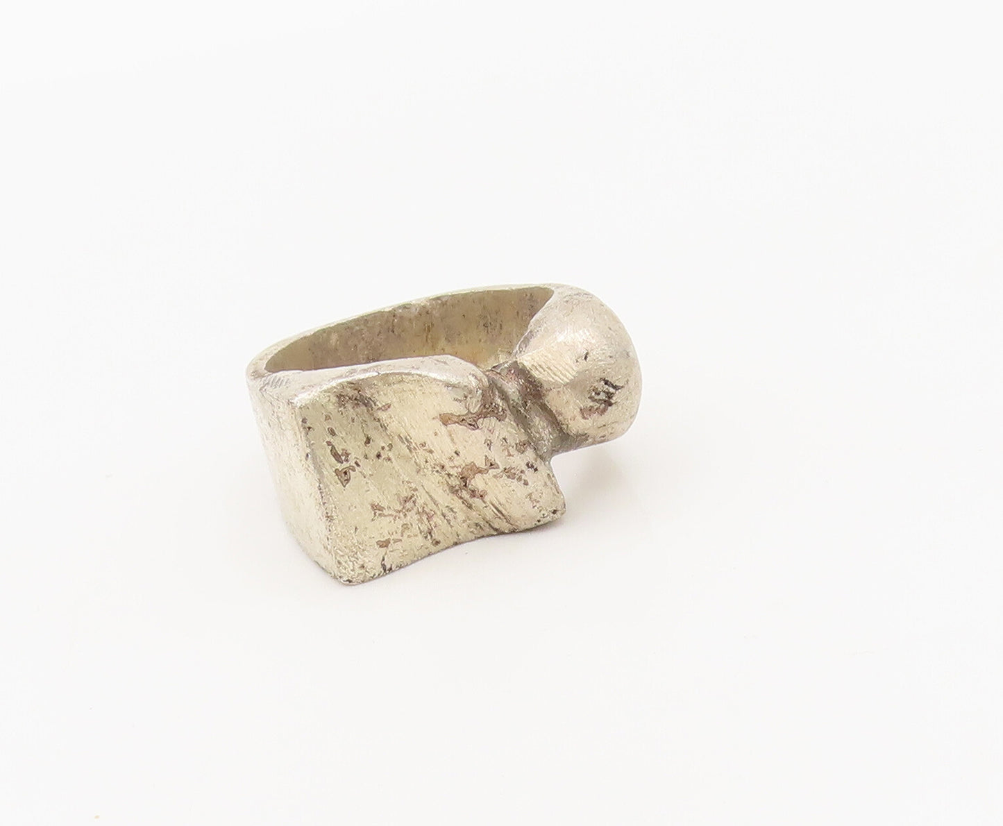 925 Sterling Silver  Vintage Modernist Designer Dented Ring Sz 7  RG27355