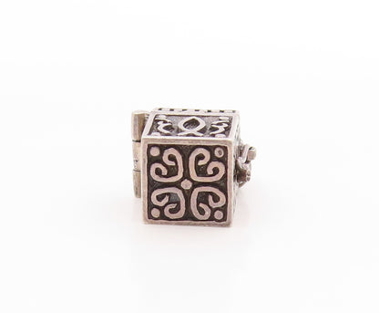 925 Sterling Silver Vintage Pendant 3D Etched Prayer Box Charm OPENS  PT24933