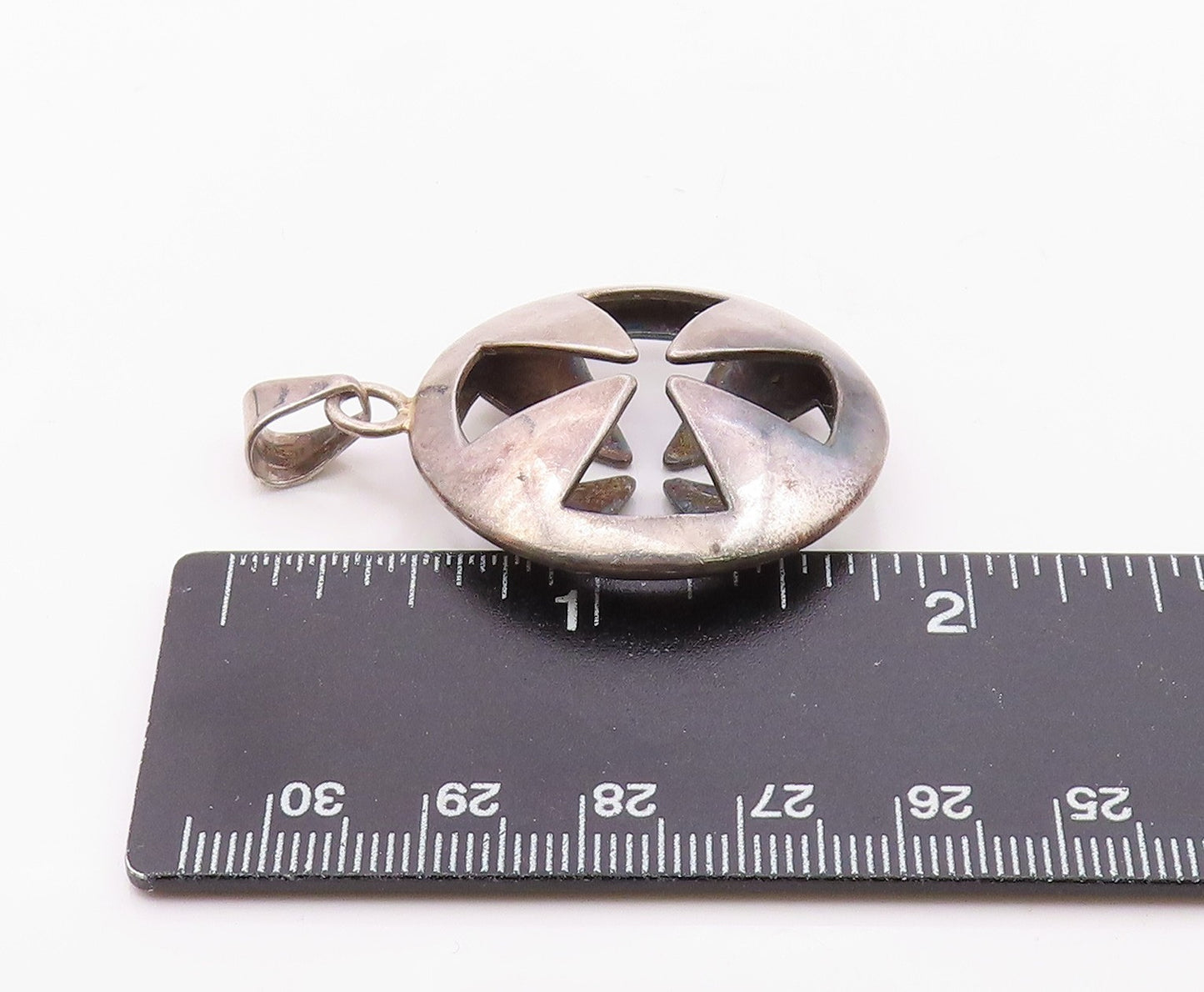 MEXICO 925 Sterling Silver  Vintage 3D Cutout Cross Solid Pendant  PT22301