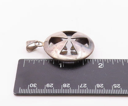 MEXICO 925 Sterling Silver  Vintage 3D Cutout Cross Solid Pendant  PT22301