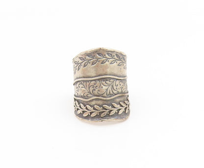 925 Sterling Silver Vintage Ring ISRAEL Engraved Floral Band  Sz 6.5  RG35293