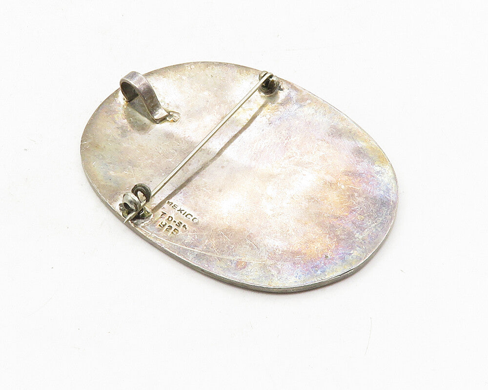 MEXICO 925 Sterling Silver  Vintage Abalone Shell Warrior Brooch Pin  BP3968