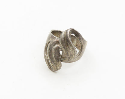 925 Sterling Silver  Vintage Dark Tone Bypass Style Band Ring Sz 7  RG19077