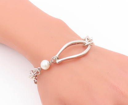 925 Sterling Silver Vintage Bracelet MICHAEL DAWKINS Modernist Pearl   BT10562