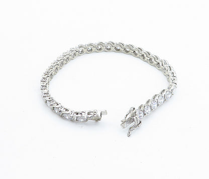 925 Sterling Silver  Sparkling Cubic Zirconia Swirl Tennis Bracelet  BT1804