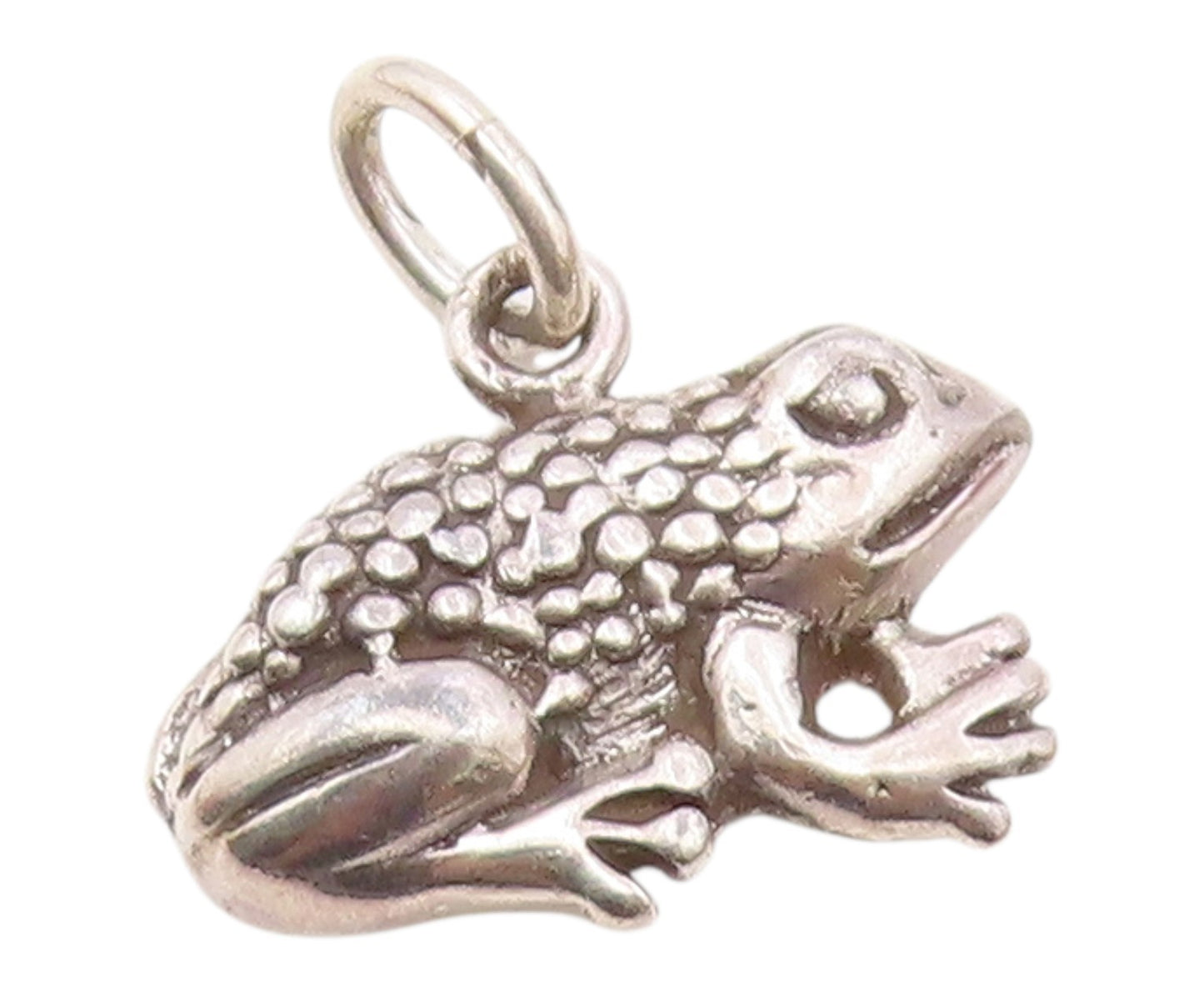 925 Sterling Silver  Vintage Shiny Petite Frog Toad Motif Pendant  PT18242
