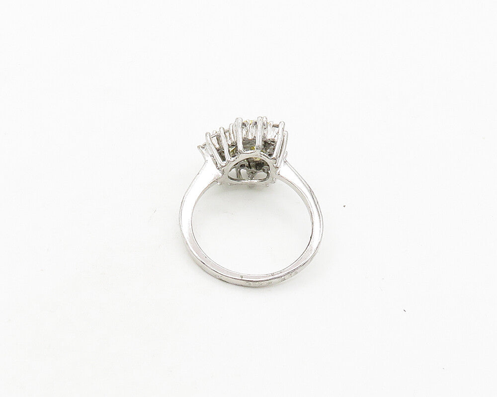 925 Silver  Vintage Canary Yellow Cubic Zirconia Cocktail Ring Sz 9  RG19878