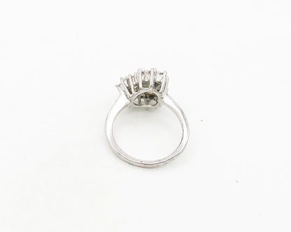 925 Silver  Vintage Canary Yellow Cubic Zirconia Cocktail Ring Sz 9  RG19878