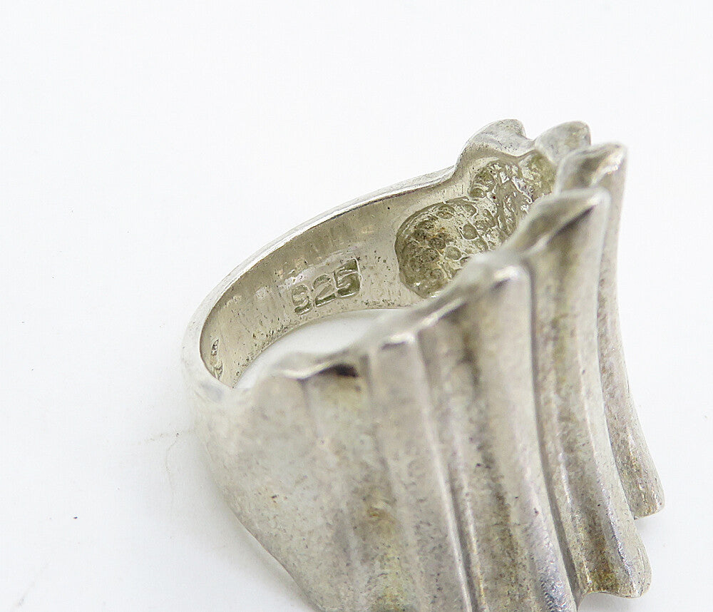 925 Sterling Silver  Vintage Shiny Concave Tapered Band Ring Sz 6  RG8352