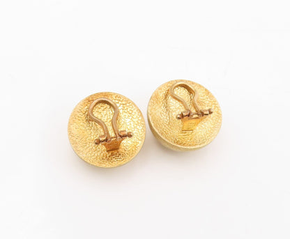 925 Sterling Silver Vintage Earrings Gold Plated Classic Textured Sphere EG13885
