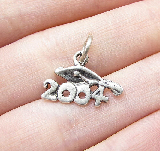 925 Sterling Silver 2004 Graduation Charm Pendant  PT1028