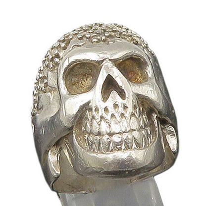 VERSANI 925 Sterling Silver Vintage Skeleton Head Heavy Biker Ring Sz 9  RG22374